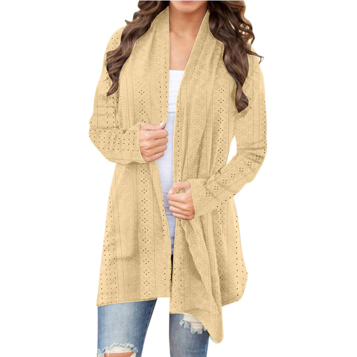 Irregular Long-sleeved Cardigan For Women, Casual And Versatile